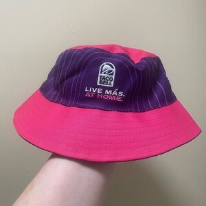 Taco Bell Reversible Bucket Hat Live Mas At Home Purple Pink Pinstripe L/XL